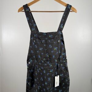 We Wore What Floral Black Overalls